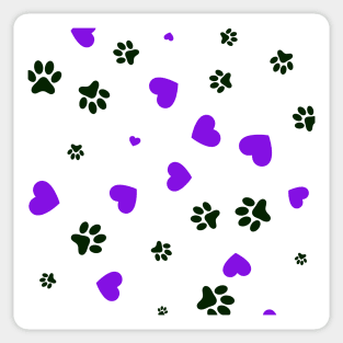 Dog Paw Purple Heart Art Sticker